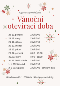 Vánoční provoz Agentury pro občany
